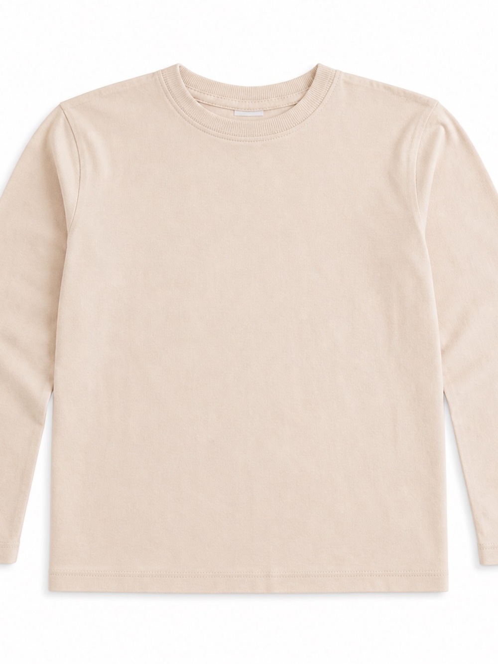 Zara Classic Long Sleeve Crewneck Tee in Light Beige Ecru 4/5 years